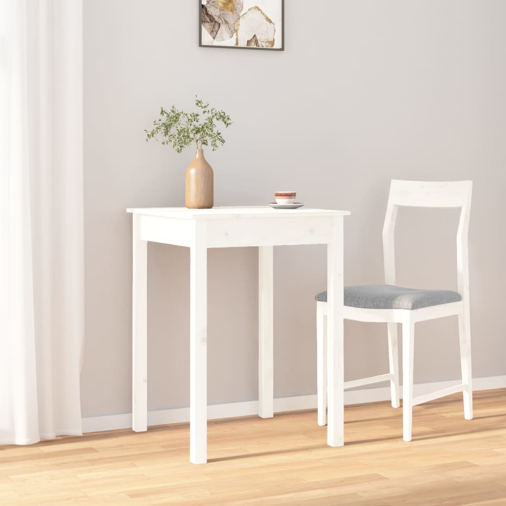 Mesa de jantar 55x55x75 cm madeira de pinho maciça branco