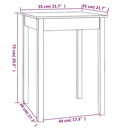 Mesa de jantar 55x55x75 cm madeira de pinho maciça branco