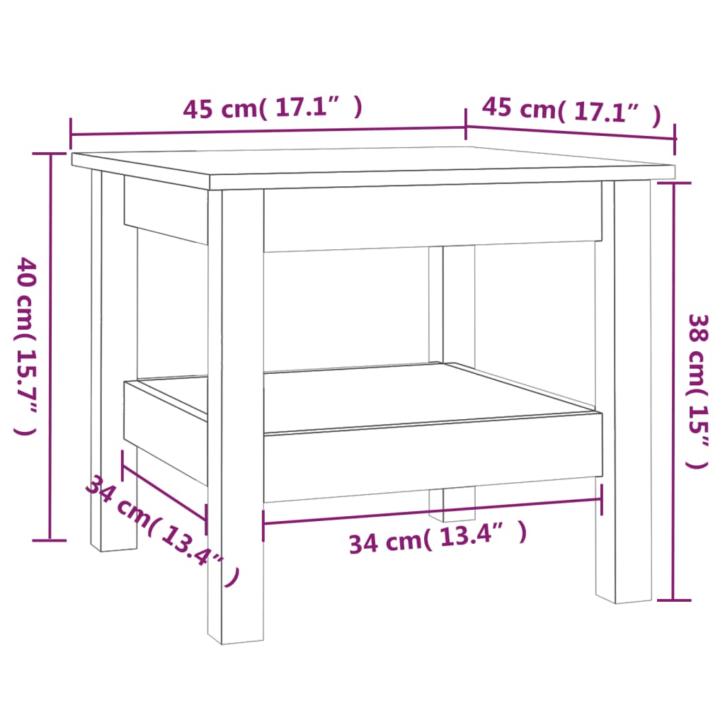 Mesa de centro 45x45x40 cm pinho maciço