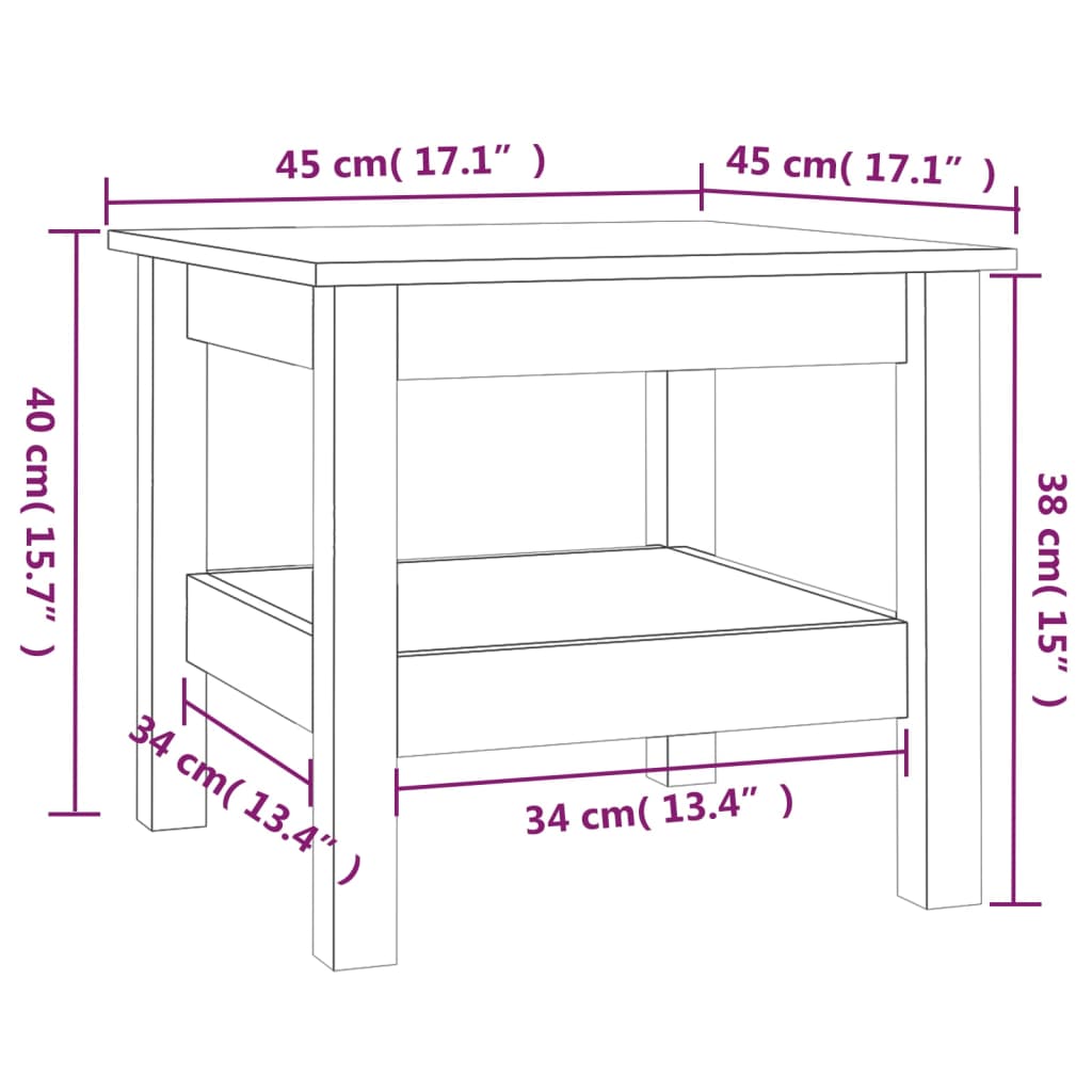 Mesa de centro 45x45x40 cm pinho maciço branco