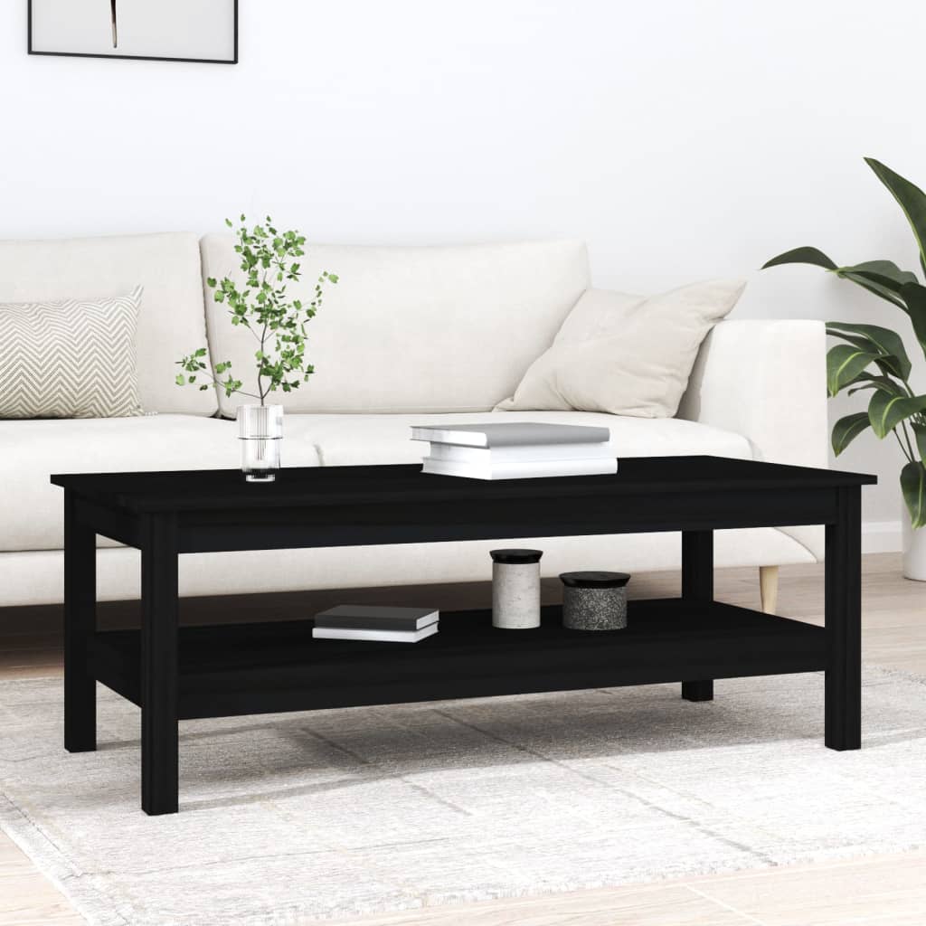 Mesa de centro 110x50x40 cm pinho maciço preto