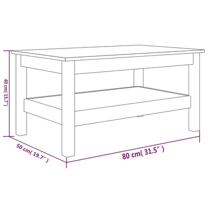 Mesa de centro 80x50x40 cm madeira de pinho maciça