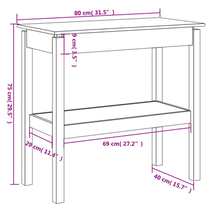 Mesa consola 80x40x75 cm madeira de pinho maciça