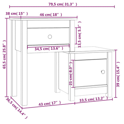 Mesas de cabeceira 2 pcs 79,5x38x65,5 cm madeira pinho maciça