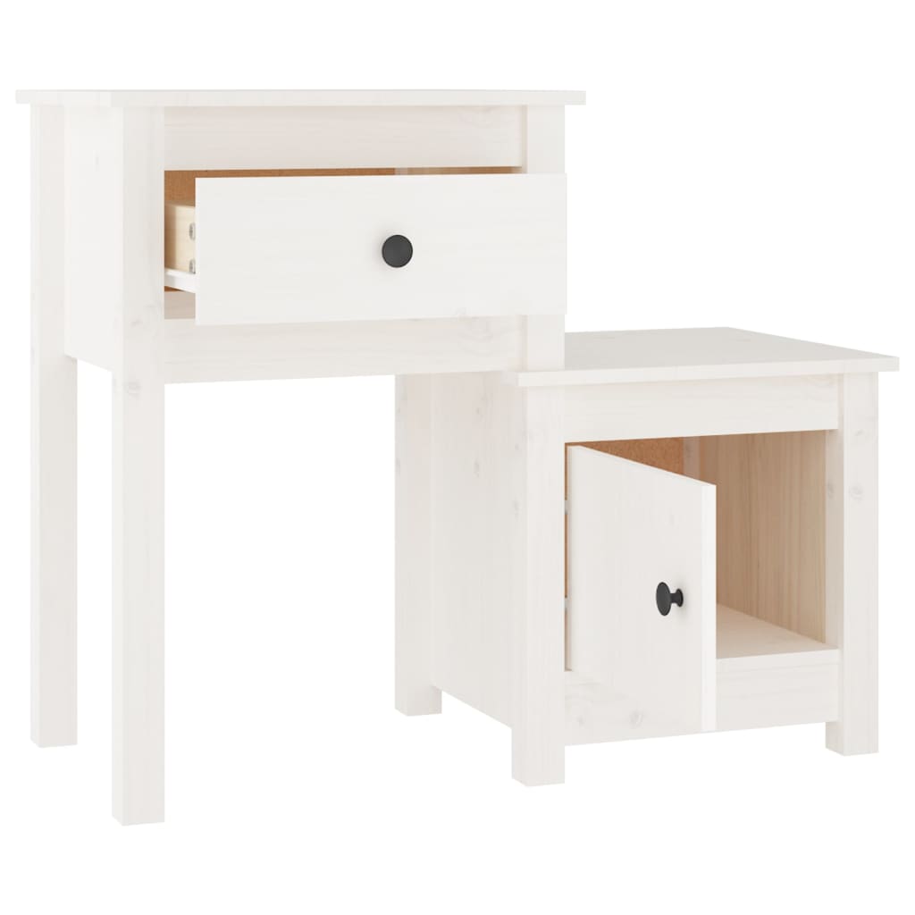 Mesa de cabeceira 79,5x38x65,5 cm madeira pinho maciça branco