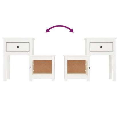 Mesas de cabeceira 2 pcs 79,5x38x65,5 cm pinho maciço branco