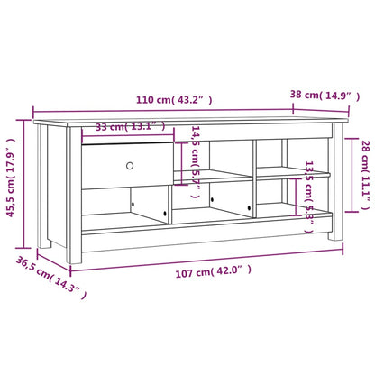 Sapateira Vedras - Com 1 Gaveta e 5 Compartimentos - Cor Branco - 110x38x45,5 cm - Madeira de Pinho Maciça - Design Rústico