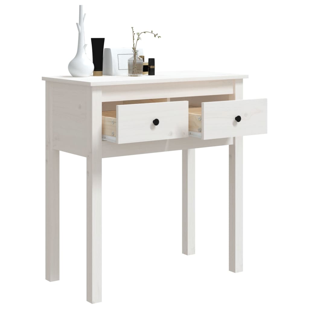 Mesa consola 70x35x75 cm pinho maciço branco