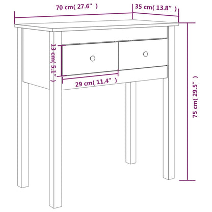 Mesa consola 70x35x75 cm pinho maciço branco