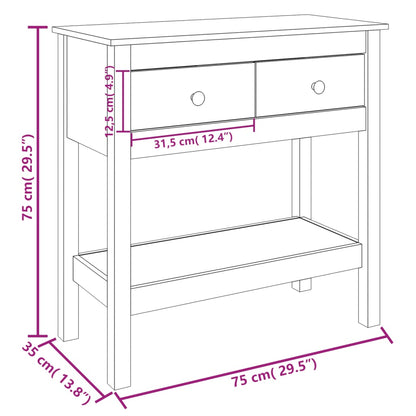 Consola de Entrada Killian - 75x35x75 cm - Cor Branco - Madeira de Pinho Maciço - Design Rústico