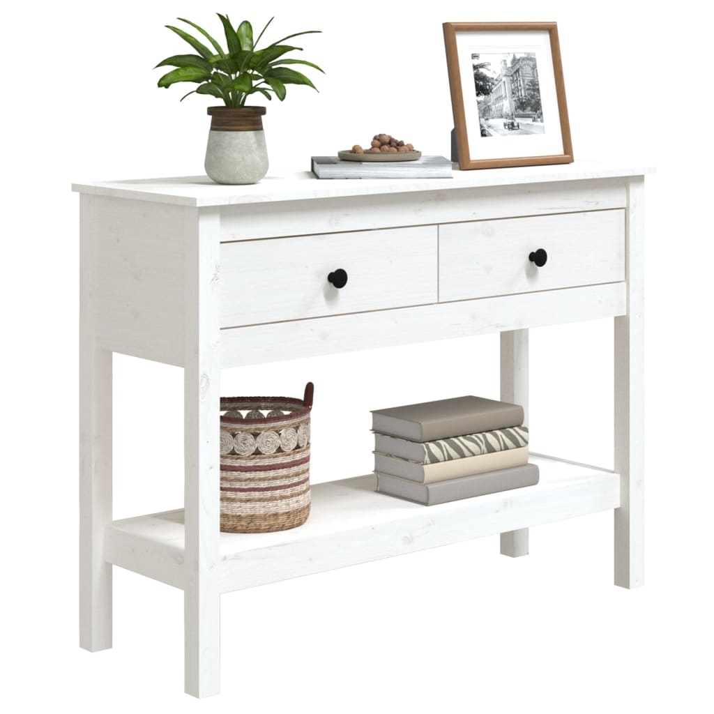 Mesa consola 100x35x75 cm pinho maciço branco