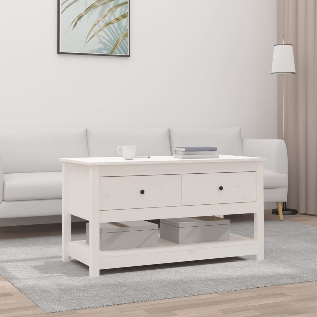 Mesa de centro 102x49x55 cm pinho maciço branco