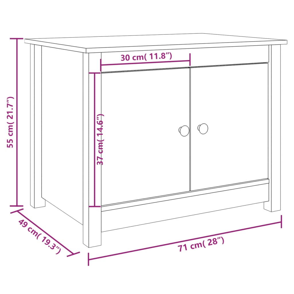 Mesa de centro 71x49x55 cm pinho maciço preto