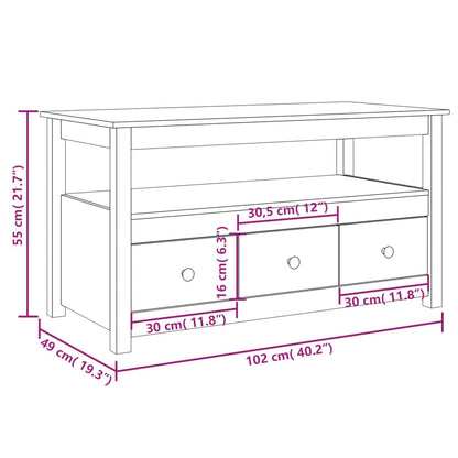 Mesa de centro 102x49x55 cm pinho maciço