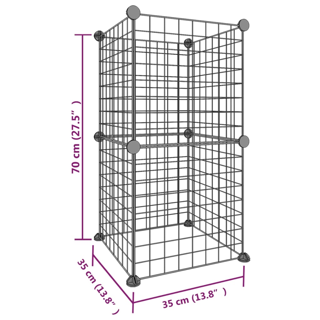 Gaiola p/ animais de estimação com 8 painéis 35x35 cm aço preto