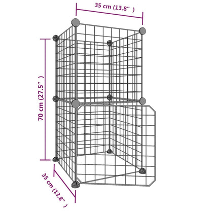 Gaiola p/ animais de 8 painéis c/ porta 35x35 cm aço preto