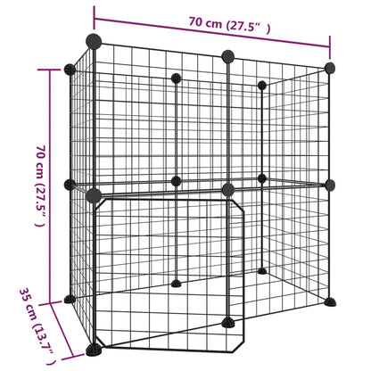 Gaiola p/ animais de 12 painéis c/porta 35x35 cm aço preto