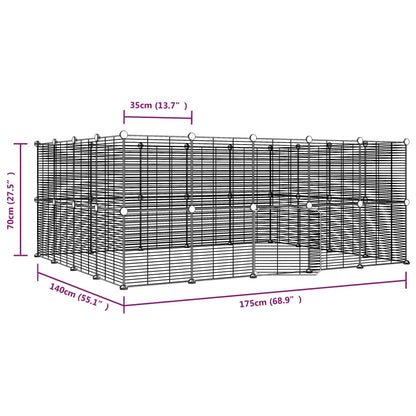 Gaiola p/ animais de 36 painéis c/ porta 35x35 cm aço preto