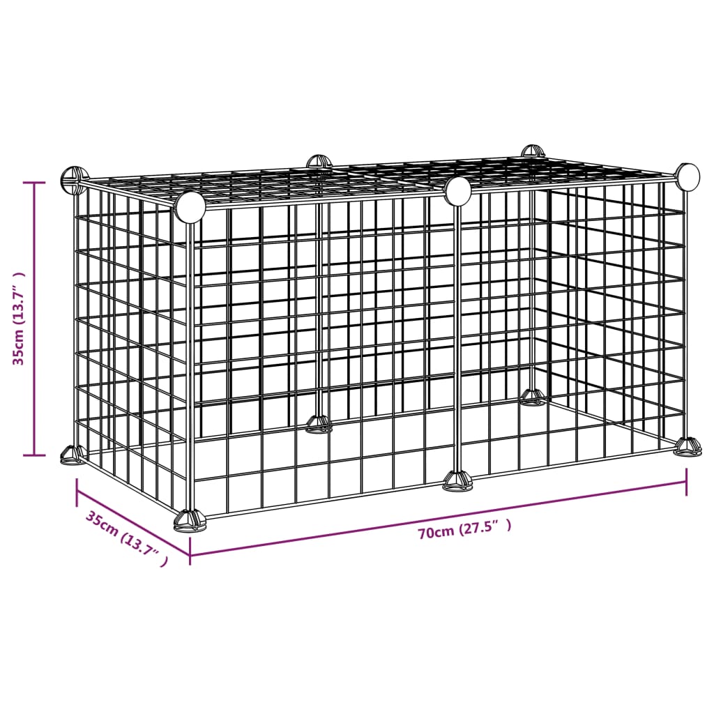 Gaiola p/ animais de estimação com 8 painéis 35x35 cm aço preto