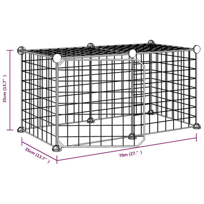 Gaiola p/ animais de 8 painéis c/ porta 35x35 cm aço preto