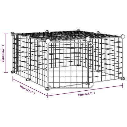 Gaiola p/ animais de 12 painéis c/porta 35x35 cm aço preto