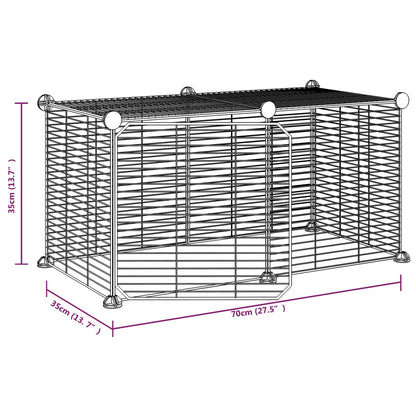 Gaiola p/ animais de 8 painéis c/ porta 35x35 cm aço preto