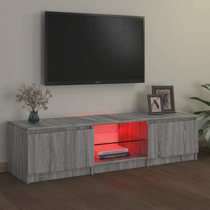 Móvel de TV com luzes LED 140x40x35,5 cm cinzento sonoma