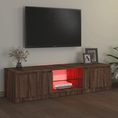 Móvel de TV Vinici com Luzes LED de 140cm - Nogueira - Design Moderno