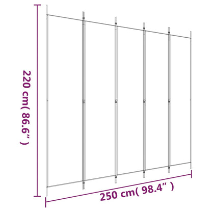 Biombo/divisória com 5 painéis 250x220 cm tecido castanho