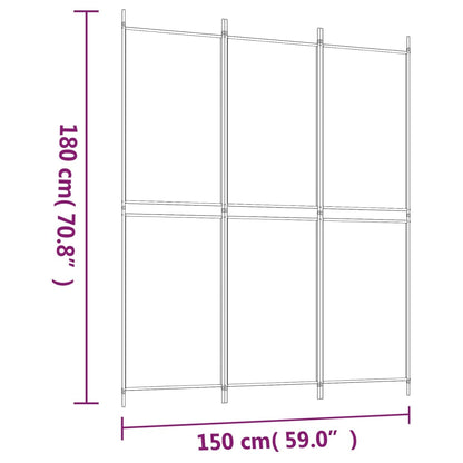 Biombo/divisória com 3 painéis 150x180 cm tecido branco