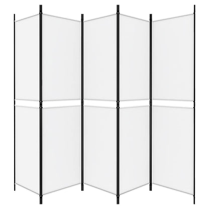 Biombo Twik com 5 Painéis em Tecido Branco - 250x200 cm - Design Moderno