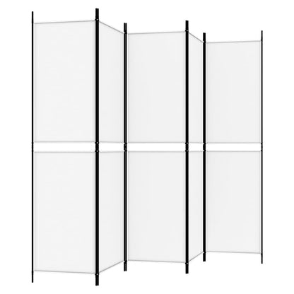 Biombo Twik com 5 Painéis em Tecido Branco - 250x200 cm - Design Moderno