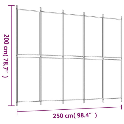 Divisória de quarto com 5 painéis 250x200 cm tecido antracite