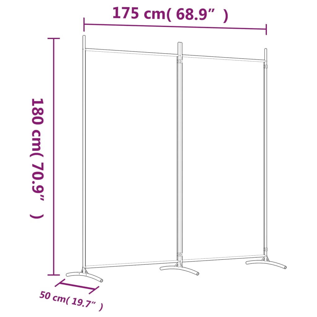 Divisória de quarto com 2 painéis 175x180 cm tecido branco