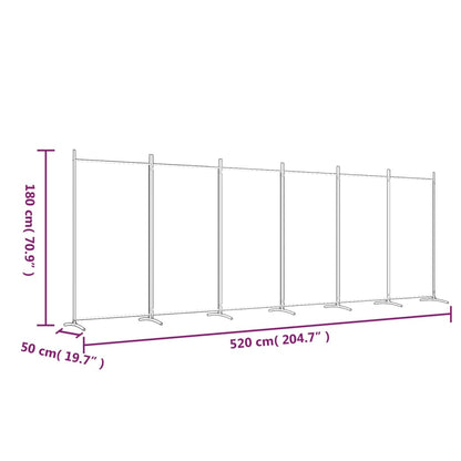 Divisória/biombo com 6 painéis 520x180 cm tecido branco