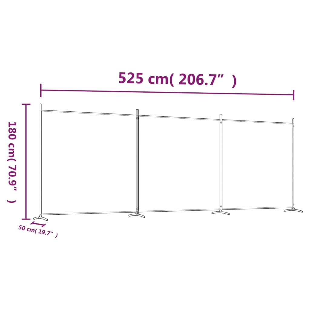 Biombo Lotus de 3 Paineis em Tecido Branco - 525x180 cm - Design Moderno