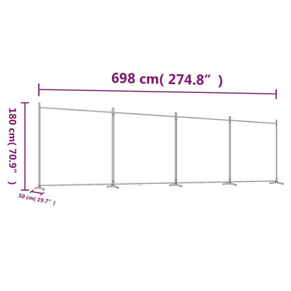 Divisória de quarto com 4 painéis 698x180 cm tecido castanho