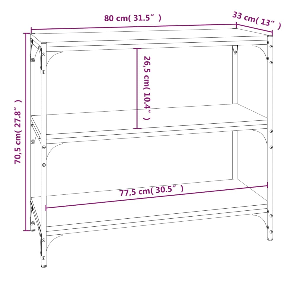 Estante 80x33x70,5 cm derivados de madeira e aço cinza sonoma