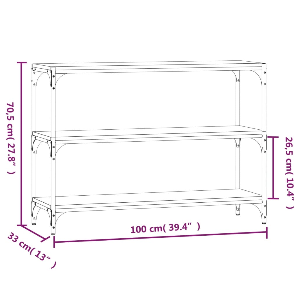 Estante 100x33x70,5 cm derivados de madeira/aço cinza sonoma