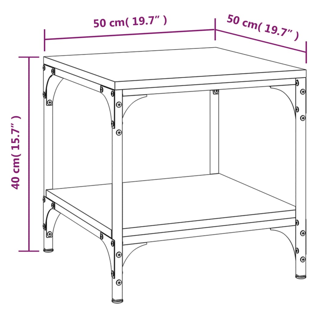 Mesa de centro 50x50x40 cm derivados madeira sonoma cinza