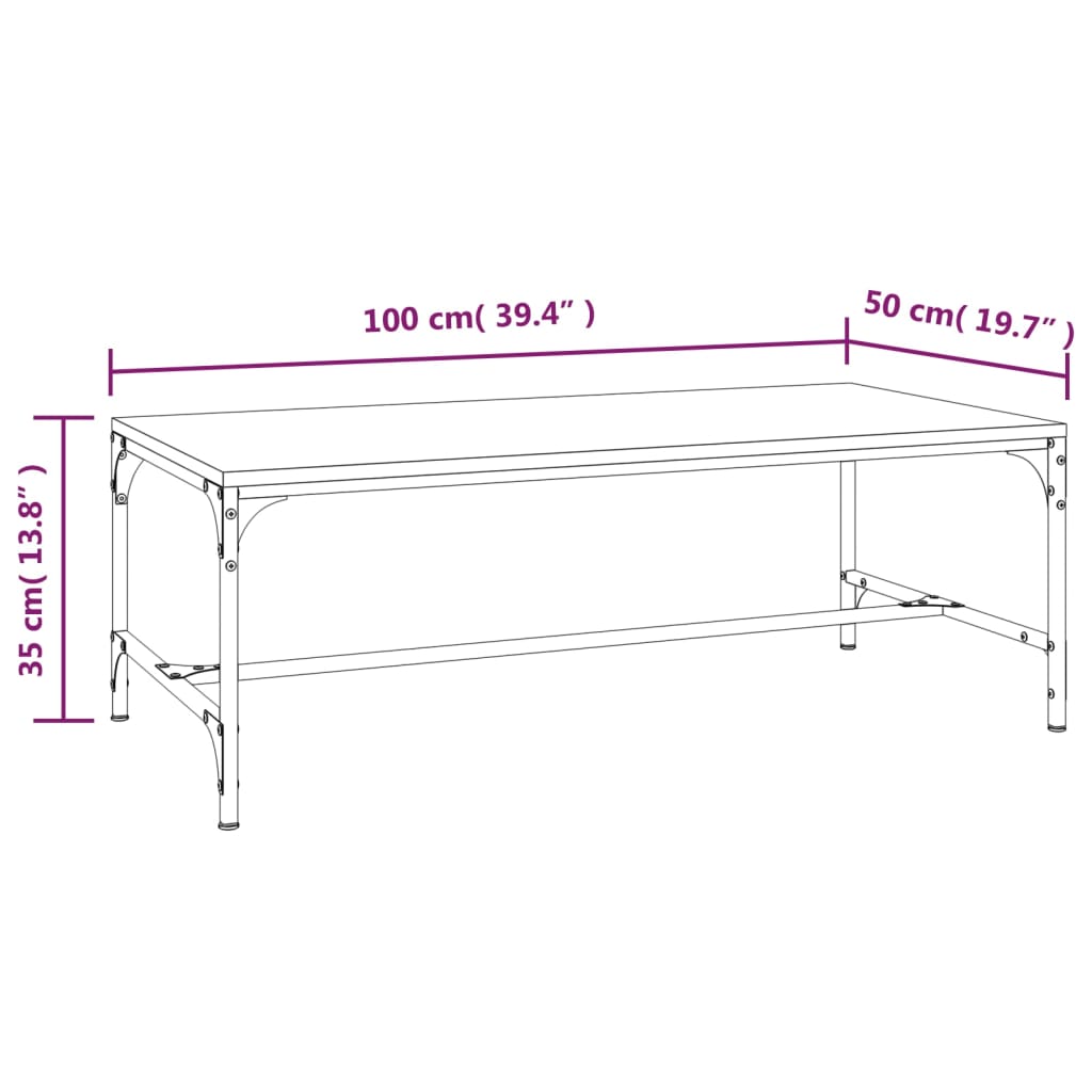 Mesa de centro 100x50x35 cm derivados de madeira cinza sonoma