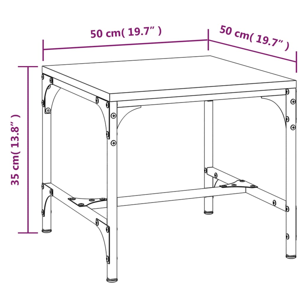 Mesa de centro 50x50x35 cm derivados de madeira cinza sonoma