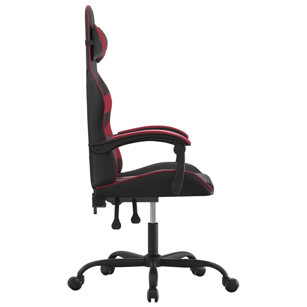 Cadeira gaming giratória couro artificial preto/vermelho tinto