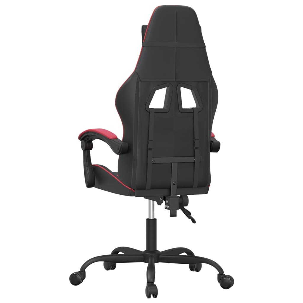 Cadeira gaming giratória couro artificial preto/vermelho tinto