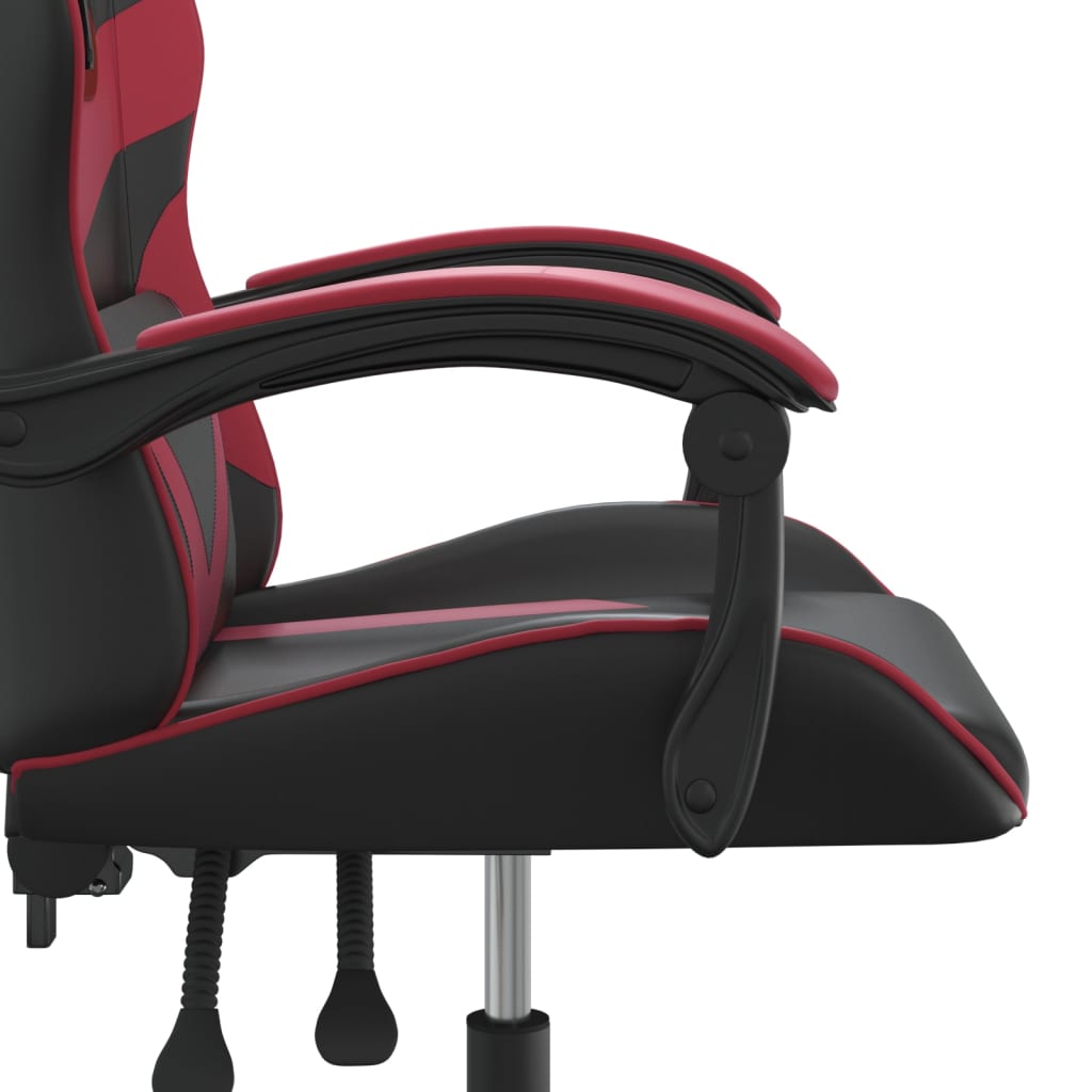 Cadeira gaming giratória couro artificial preto/vermelho tinto