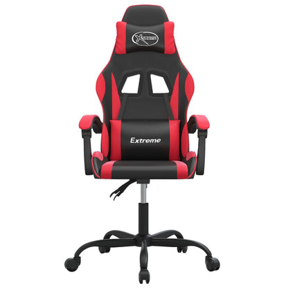 Cadeira gaming giratória couro artificial preto e vermelho