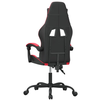 Cadeira gaming giratória couro artificial preto e vermelho