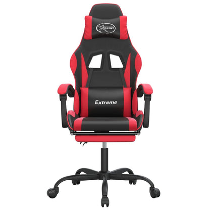 Cadeira gaming giratória c/ apoio couro artific. preto/vermelho