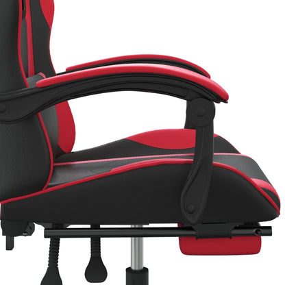 Cadeira gaming giratória c/ apoio couro artific. preto/vermelho