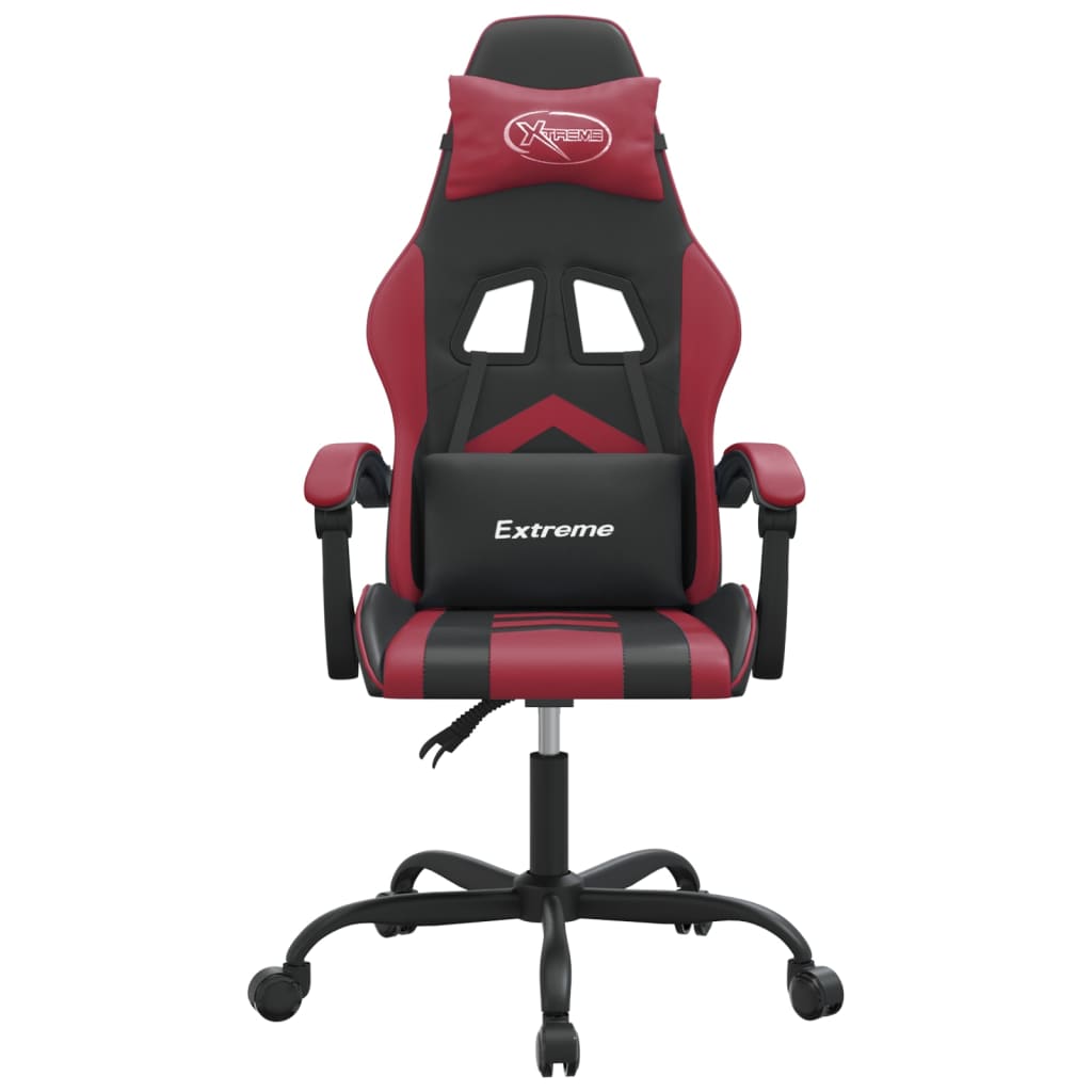 Cadeira gaming giratória couro artificial preto/vermelho tinto